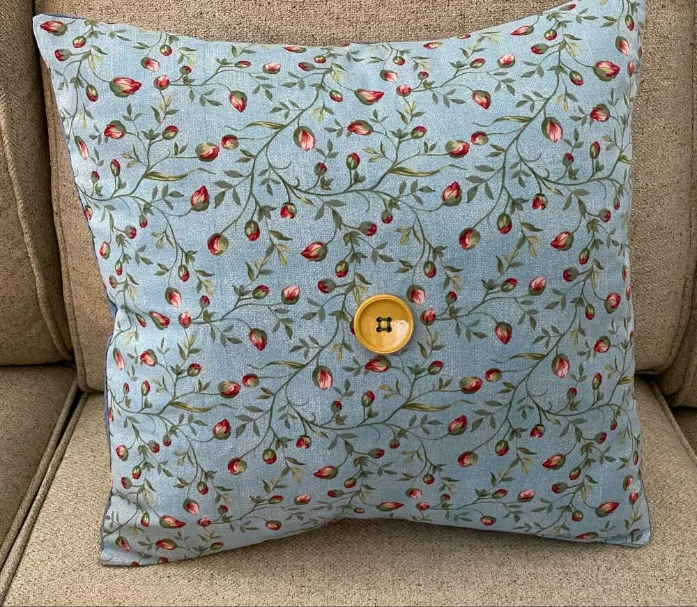 Handmade Blue Floral Pillow Covers Set of 2 | Cottagecore Rosebud Print